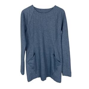 Title Nine She Leads Tunic Top Ponte Knit Pullover Pockets Active Blue Gray XS